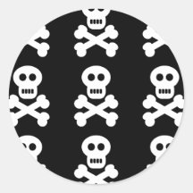 White Skulls Round Stickers