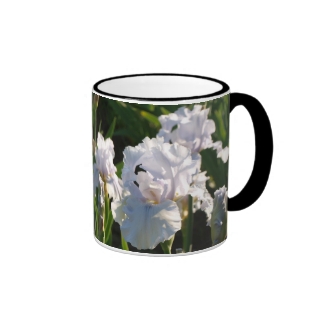 White Sky Blue Iris Garden Mug