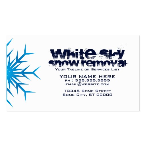 white sky snow removal business card