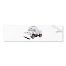White Snow Plow Cartoon Bumper Stickers