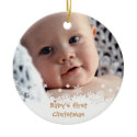White snowflake brown gingerbread kid custom photo ornament