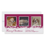 White Snowflake Christmas red holiday custom photo cards