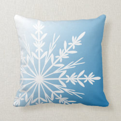 White Snowflake on Blue Pillow