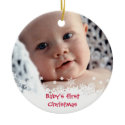 White snowflake red gingerbread kid custom photo ornament