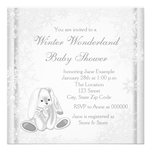 White Snowflake Winter Wonderland Baby Shower Invites