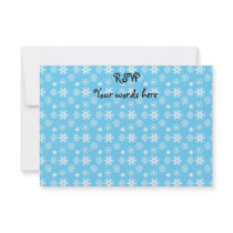 White snowflakes on blue personalized invitations