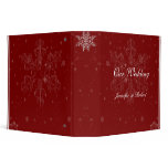 White Snowflakes on Cranberry Background binders