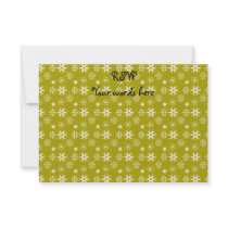 White snowflakes on gold custom invites