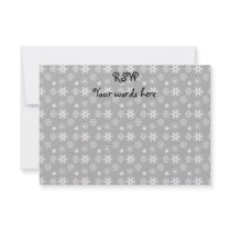 White snowflakes on silver custom invites