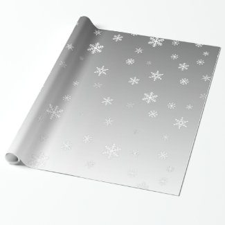 White Snowflakes on Silver Wrapping Paper
