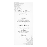 White Snowflakes Winter Wedding Menu Custom Rack Card
