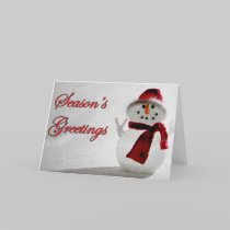 White Snowman Seasons Greetings Card cards