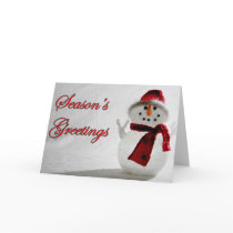 White Snowman Seasons Greetings Card
