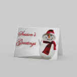 White Snowman Seasons Greetings Card