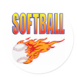 White Softball Flame Ball stickers
