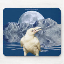 White Spirit Raven & Moon Wildlife Art Mousepad mousepads