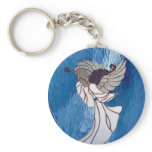 White Stained Glass Angel on Blue Key Chain White Stained Glass Angel on Blue Key Chain