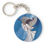 White Stained Glass Angel on Blue Key Chain White Stained Glass Angel on Blue Key Chain