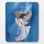 White Stained Glass Angel on Blue Mousepads White Stained Glass Angel on Blue Mousepads