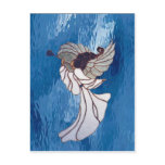 White Stained Glass Angel on Blue Postcard White Stained Glass Angel on Blue Postcard