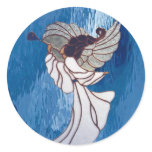 White Stained Glass Angel on Blue Sticker White Stained Glass Angel on Blue Sticker