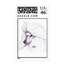 White Standard Poodle Postage postage