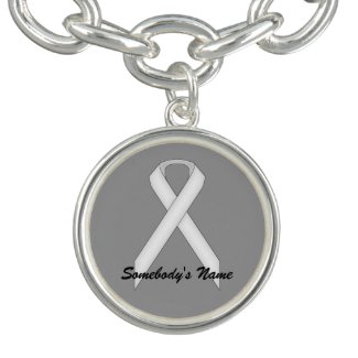 White Standard Ribbon Template Charm Bracelets