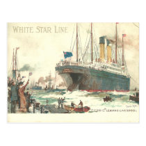 White Star Line R.M.S. Cedric leaves Liverpool postcards