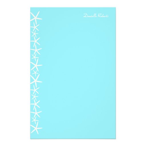 White Starfish Border Personalized Stationery
