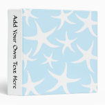 White Starfish Pattern on Light Blue. Vinyl Binders