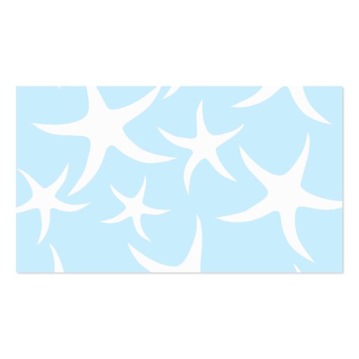 White Starfish Pattern on Light Blue. Business Card Template (back side)