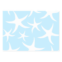 White Starfish Pattern on Light Blue. Business Card Template