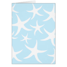 White Starfish Pattern on Light Blue. Cards