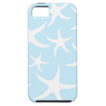 White Starfish Pattern on Light Blue. iPhone 5 Case