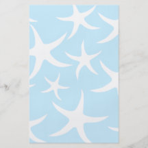 White Starfish Pattern on Light Blue. Custom Flyer