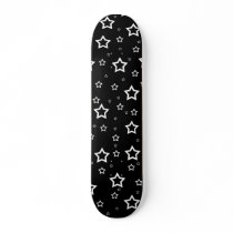 White Stars on Black Background: Skateboard