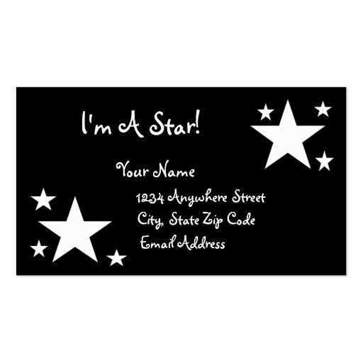 White Stars on Black - I'm a Star! Business Card (front side)