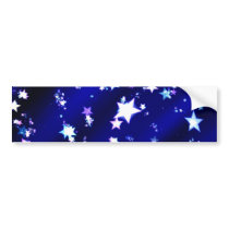 White Stars on Blue Patterned Background Bumper Sticker