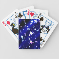 White Stars on Blue Patterned Background Poker Cards