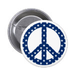 White Stars on Blue Peace Symbol Pinback Buttons