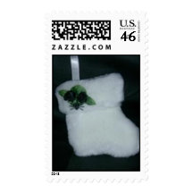 white stocking postage stamp