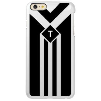White Stripes and Chevrons on Black with Monogram Incipio Feather® Shine iPhone 6 Plus Case