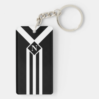 White Stripes and Chevrons on Black with Monogram