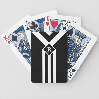 White Stripes and Chevrons on Black with Monogram Bicycle Playing Cards