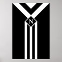 White Stripes And Chevrons On Black With Monogram