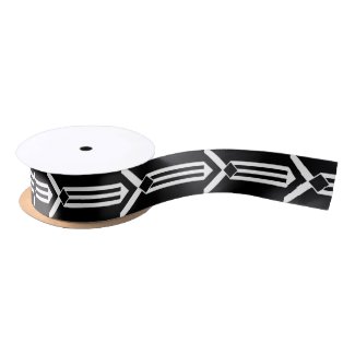White Stripes and Chevrons on Black with Monogram Satin Ribbon