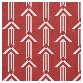 White Stripes and Chevrons on Red Fabric