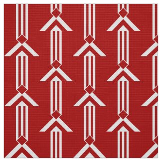 White Stripes and Chevrons on Red Fabric