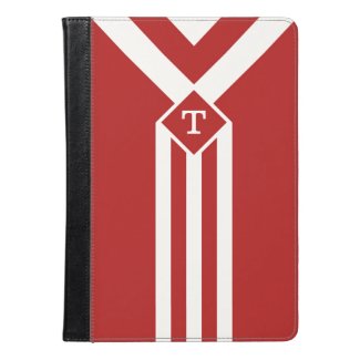White Stripes and Chevrons on Red with Monogram