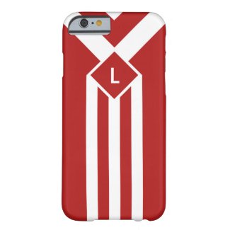 White Stripes and Chevrons on Red with Monogram